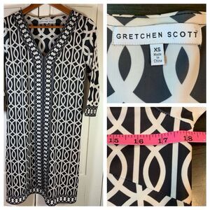 Gretchen Scott Dress Womens XS Black & White Preppy Office Stretch Church‎ Party